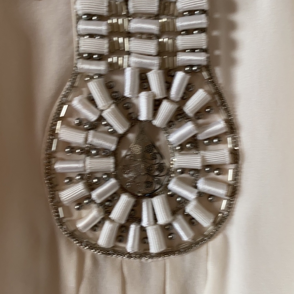 WH/BM Cream Silk top with embellishments - Picture 4 of 11